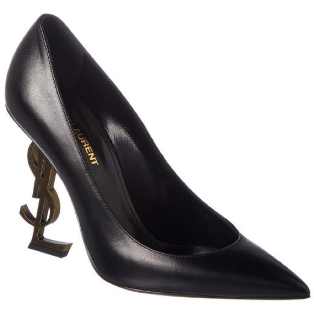 Saint Laurent YSL Black Pump with Logo Heel Size 39